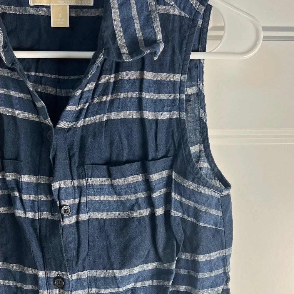 Michael Kors Navy Striped Midi Dress